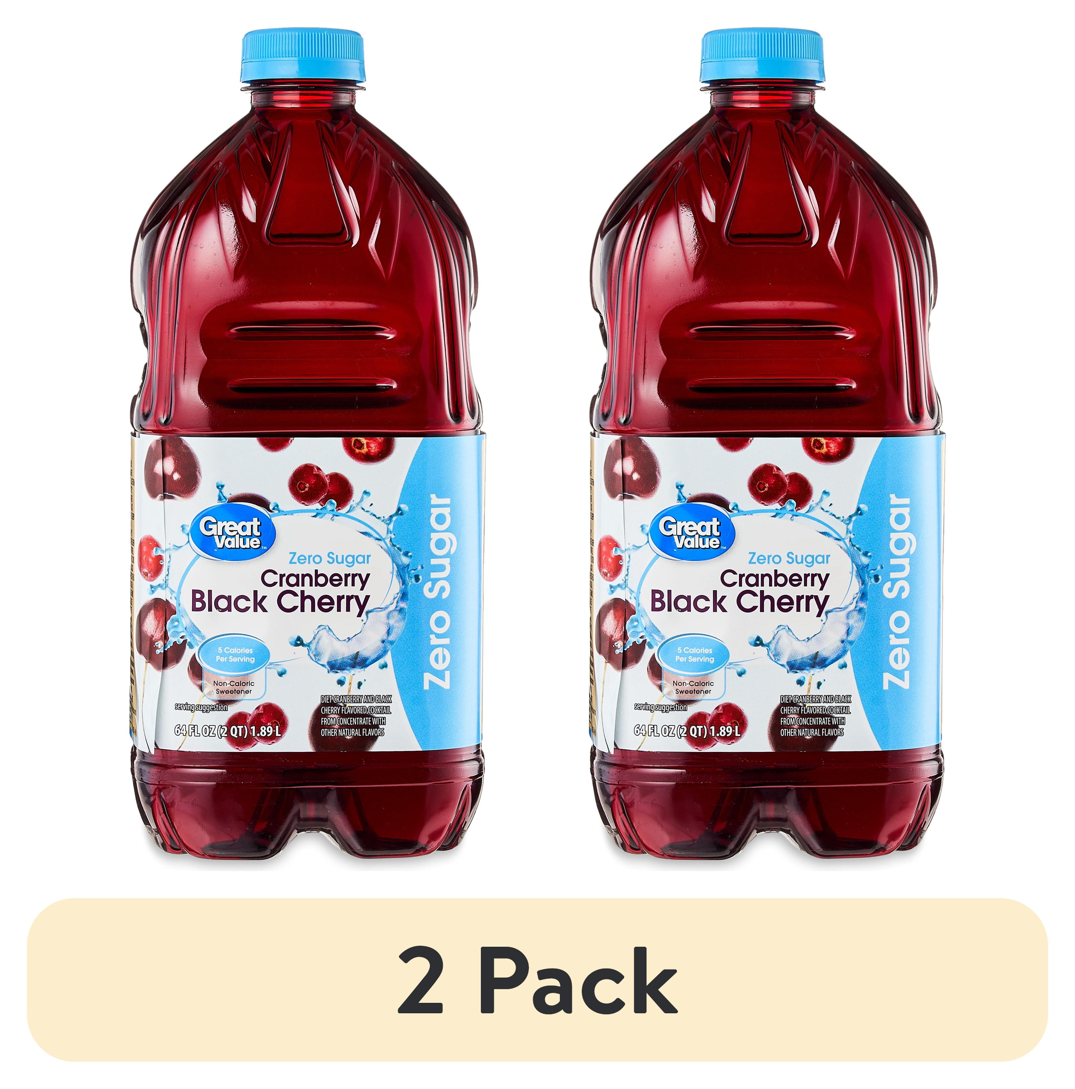 2 pack) Great Value Zero-Sugar Cranberry Black Cherry Cocktail, 64