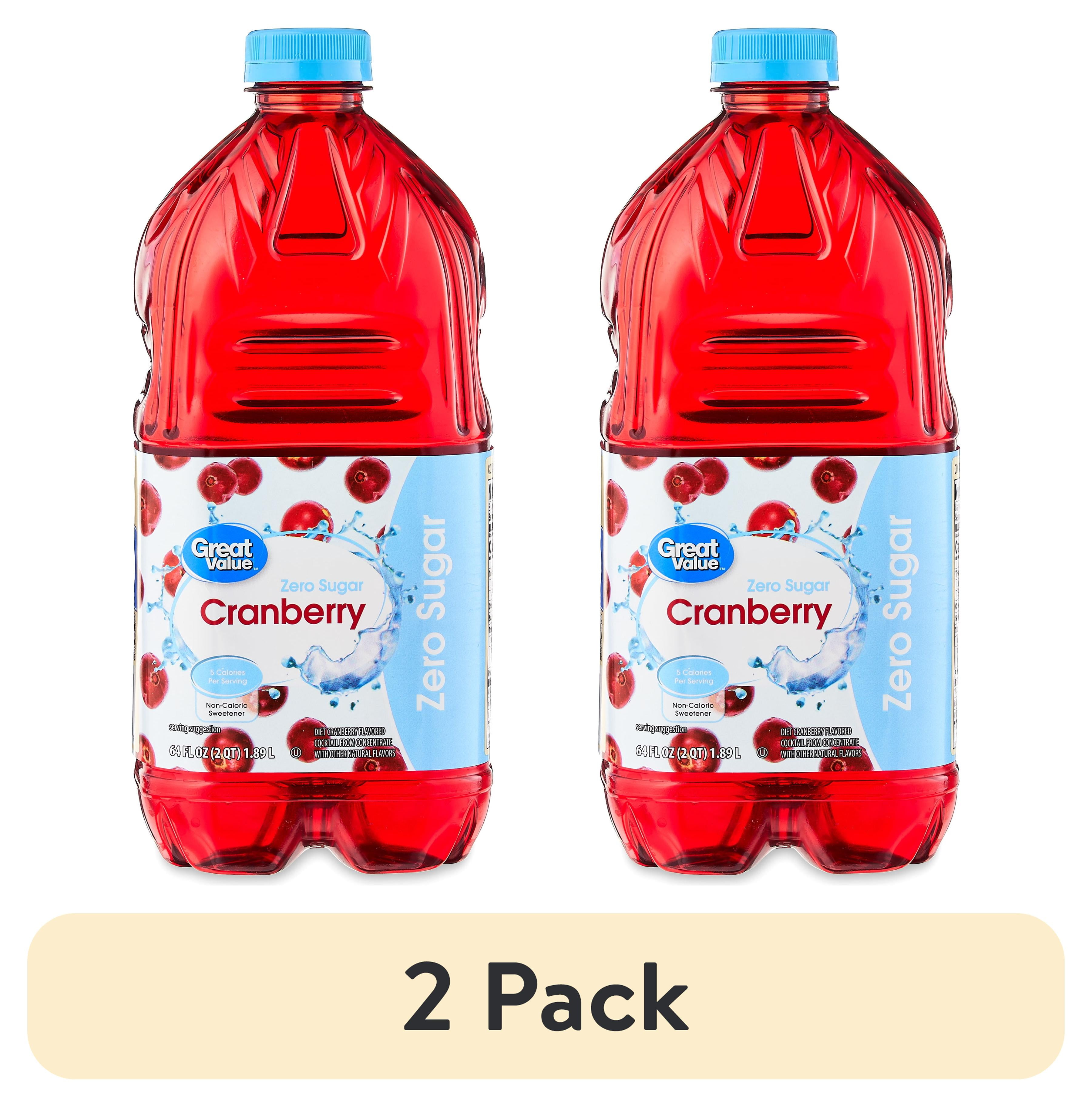 (2 pack) Great Value Zero-Sugar Cranberry Cocktail, 64 fl oz