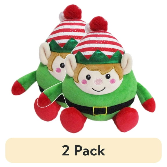 (2 pack) Green Elf Plush Child's Toy, 6.5", by Holiday Time