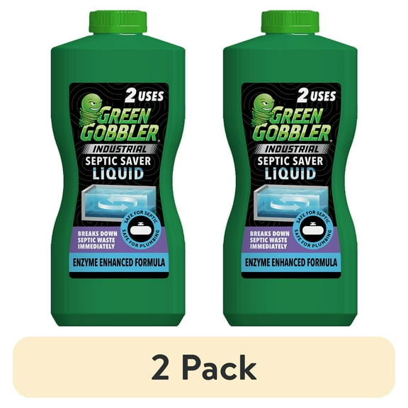 (2 pack) Green Gobbler Industrial Strength Septic Tank Treatment Liquid – 2 Month Supply, 32 fl oz, 1 Pack