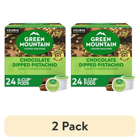 (2 pack) Green Mountain Coffee Roasters, Chocolate Dipped Pistachio Flavored Light Roast K-Cup Coffee Pods, 24 Count