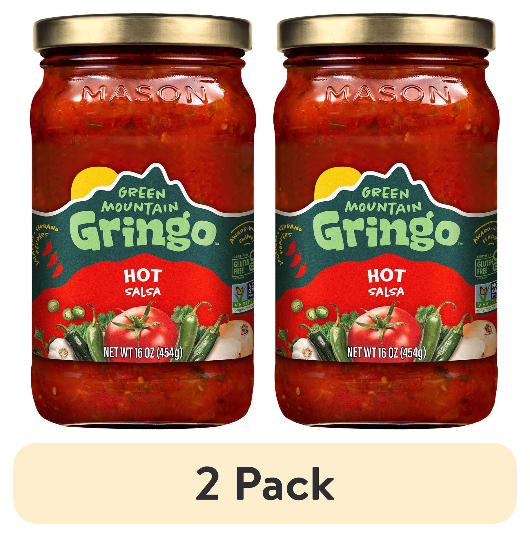 (2 pack) Green Mountain Gringo Fresh Packaged Hot Salsa, 16 oz