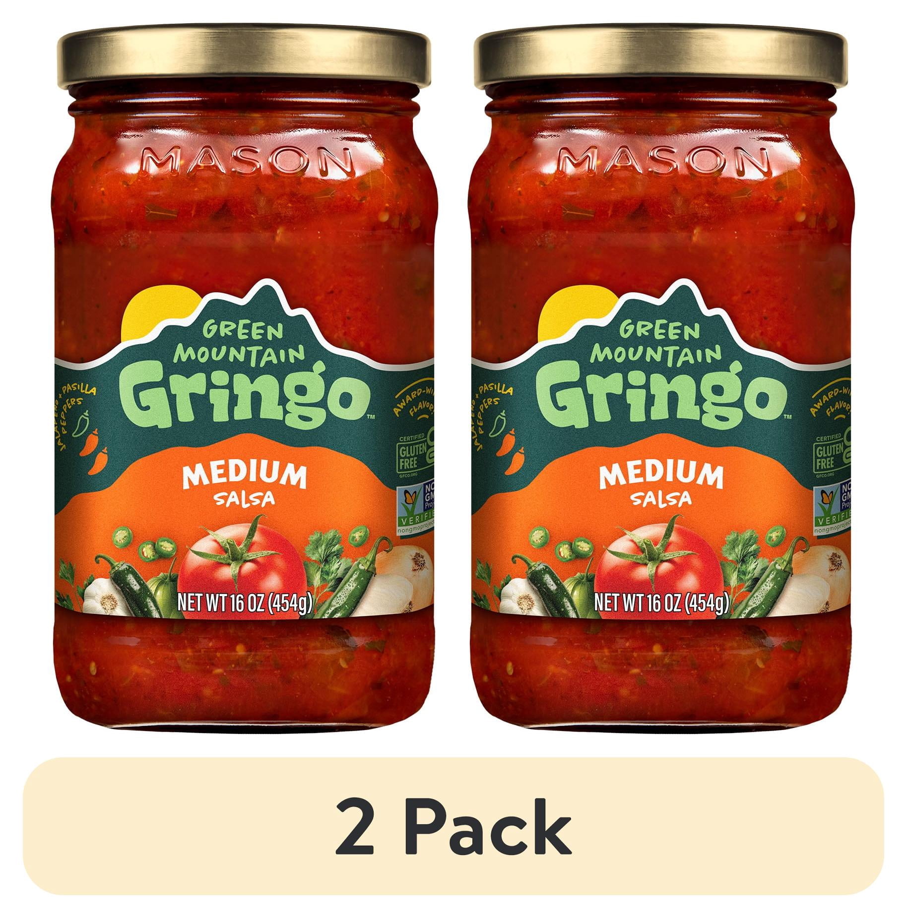 (2 pack) Green Mountain Gringo Medium Salsa 16oz, Gluten-Free Certified, Non-GMO Project Verified