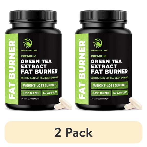 (2 pack) Green Tea Extract Capsules with EGCG, Natural Caffeine and Metabolism Support, 60 Count