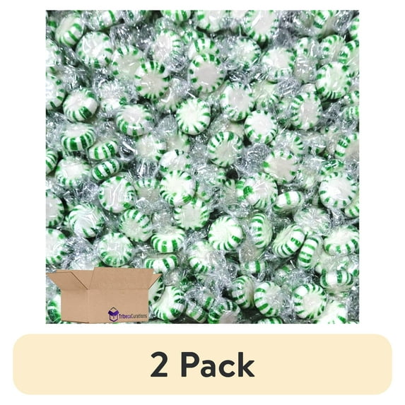 (2 pack) Green & White Individually Wrapped Spearmint Starlight Mints Value Pack | Bulk 6 Pound Bag
