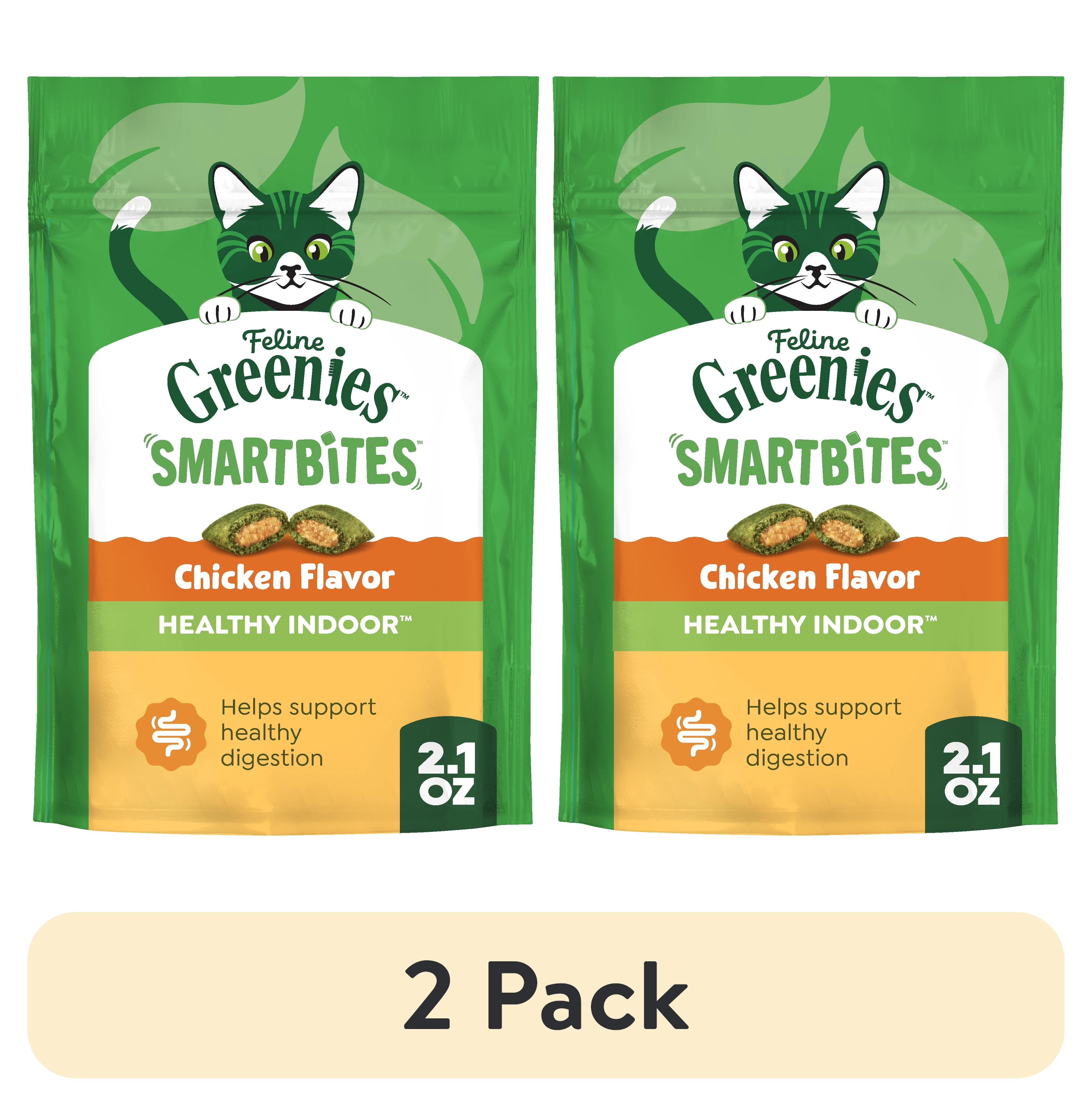 (2 pack) Greenies Feline Smartbites Chicken Flavor Healthy Indoor Cat Treats, 2.1 oz Pack