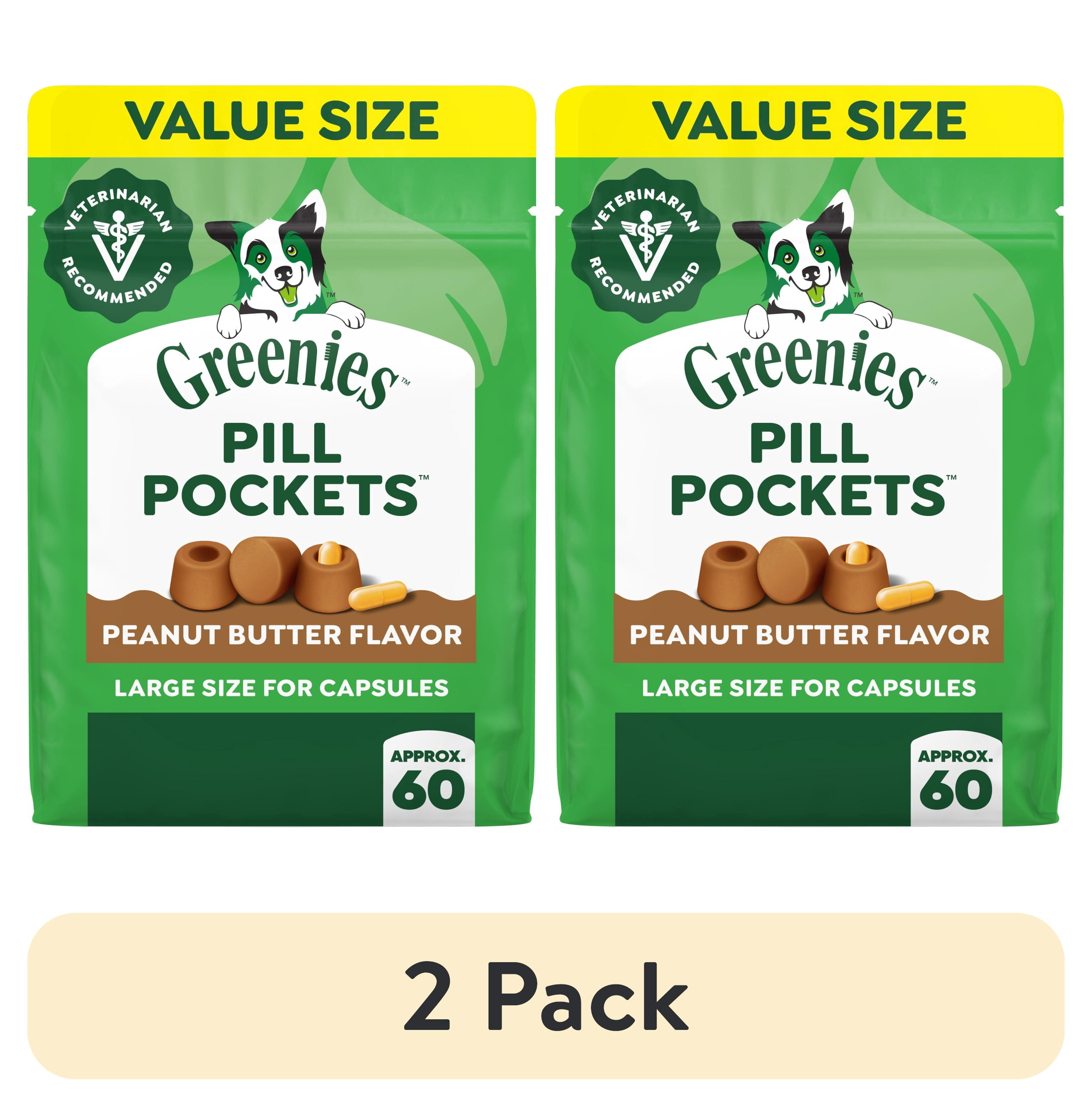 (2 pack) Greenies Large Dog Pill Pockets Peanut Butter Flavor 15.8 oz