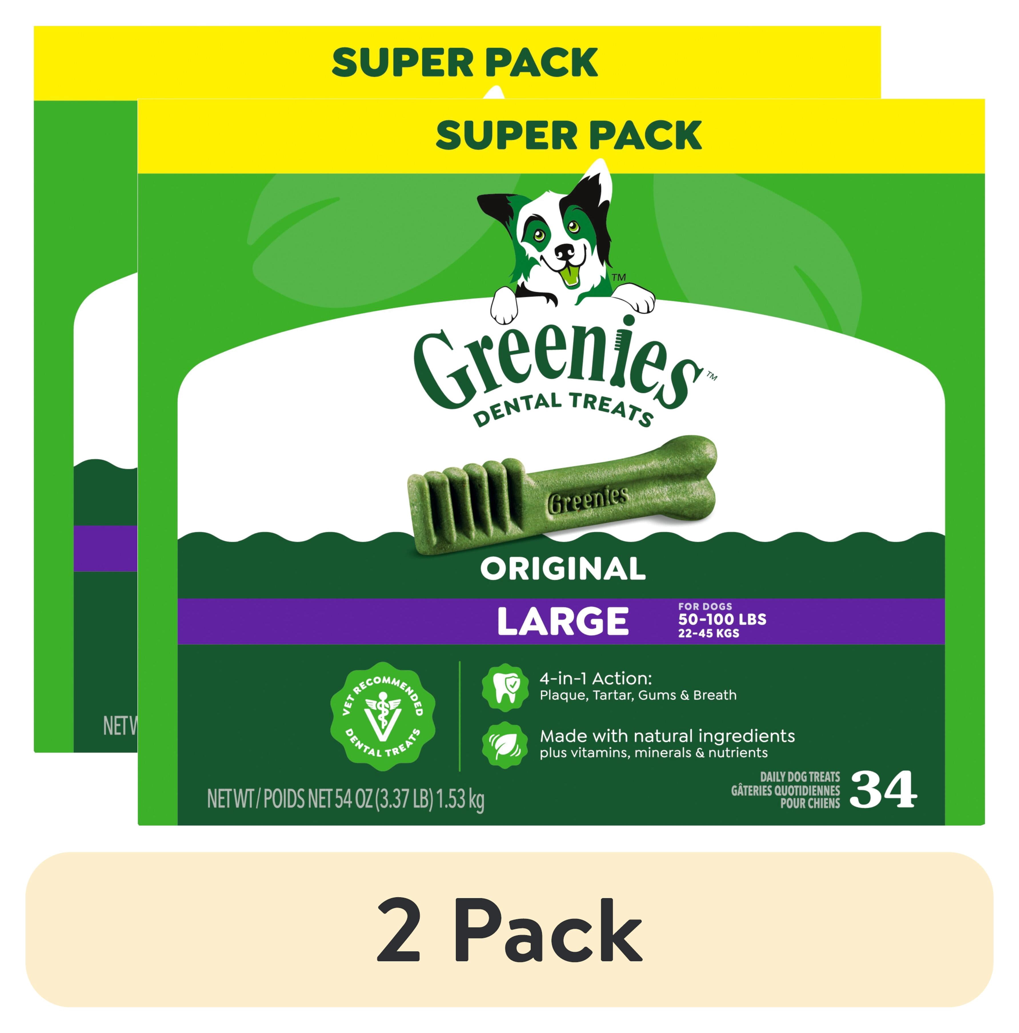 (2 pack) Greenies Original Flavor Adult Natural Dental Dog Treats Large Size, 54 oz Pack (34 Count)