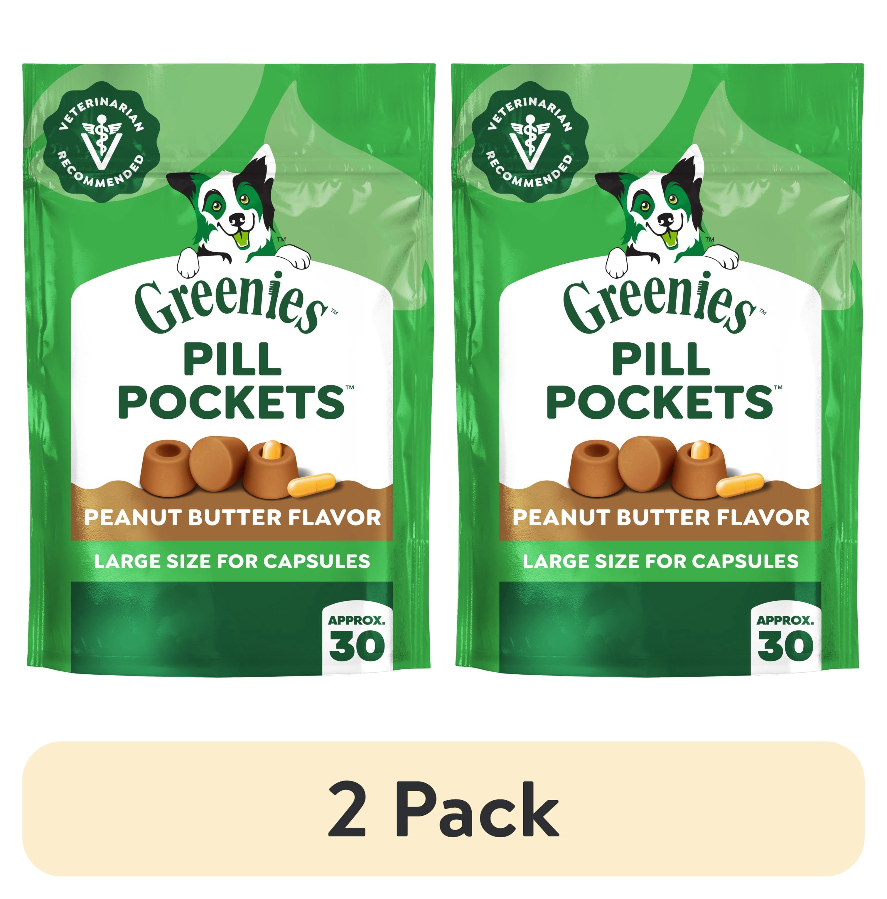 (2 pack) Greenies Pill Pockets Peanut Butter Flavor Dog Treats Large 7.9 oz Pouch