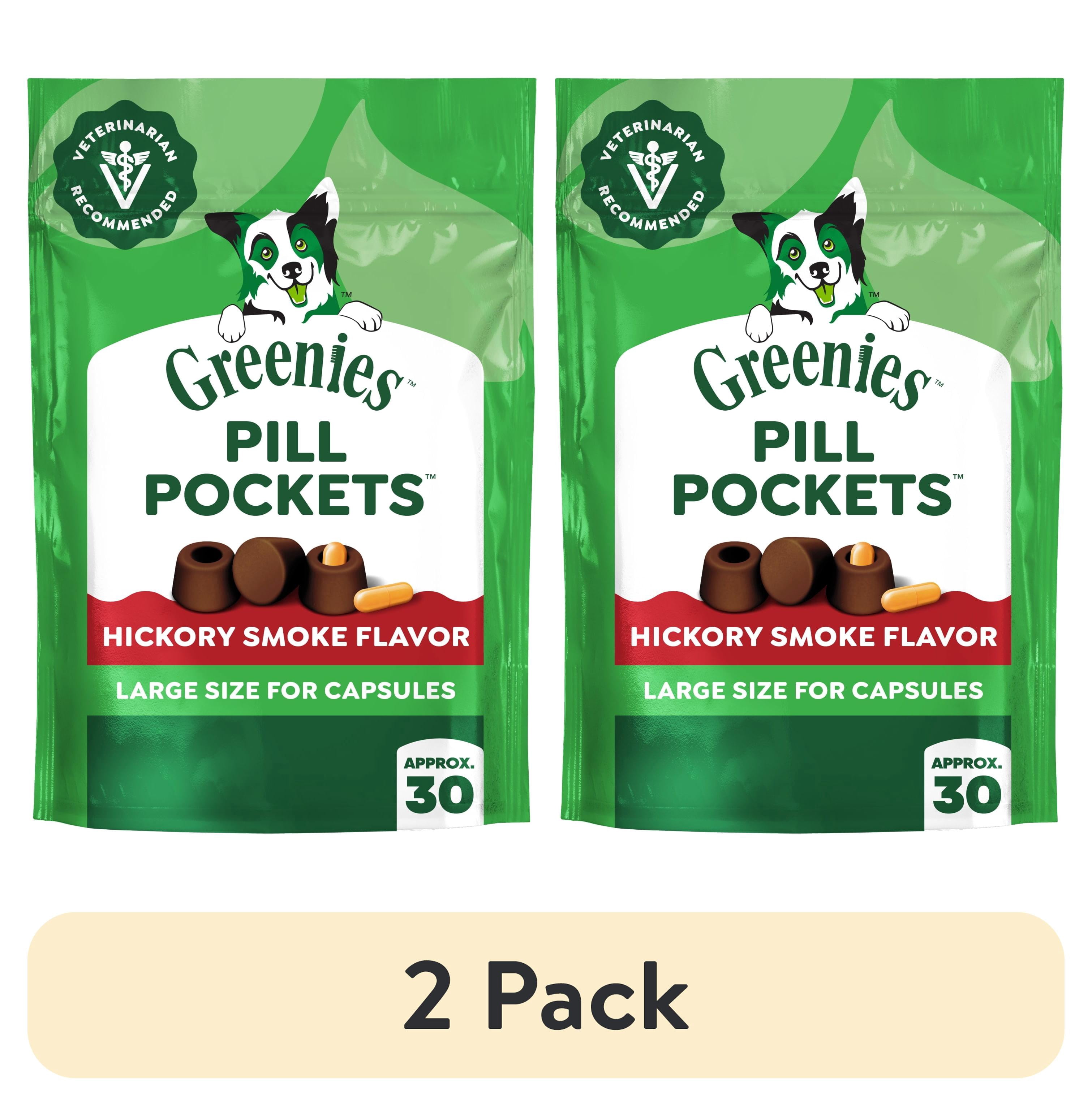 (2 pack) Greenies Pill Pockets for Dogs Capsule Size Natural Soft Dog Treats, Hickory Smoke Flavor, 7.9 oz Pack (30 Treats)