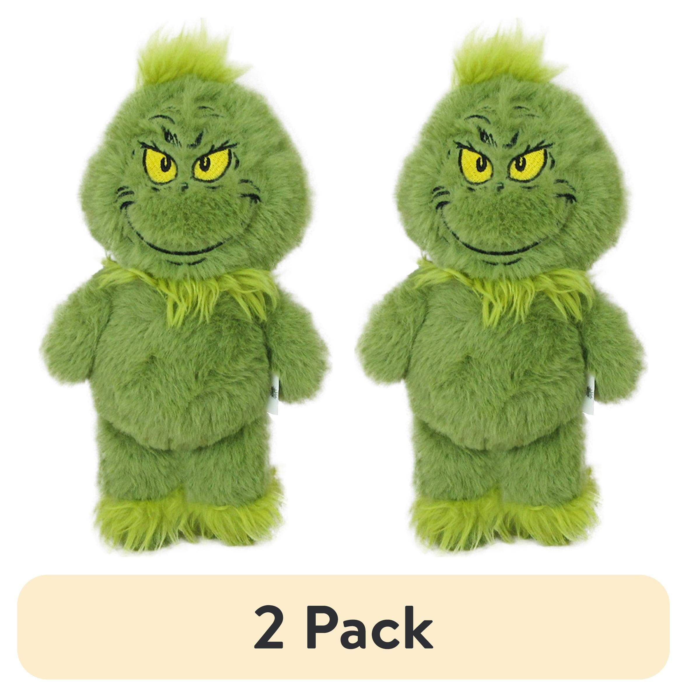 (2 pack) Grinch Holiday Plush Dog Toy with Squeaker, Green