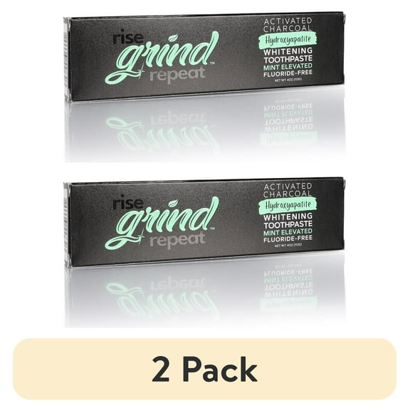 (2 pack) Grind Whitening Toothpaste, Hydroxyapatite, Fluoride Free, Enamel-Safe, Charcoal, 4oz