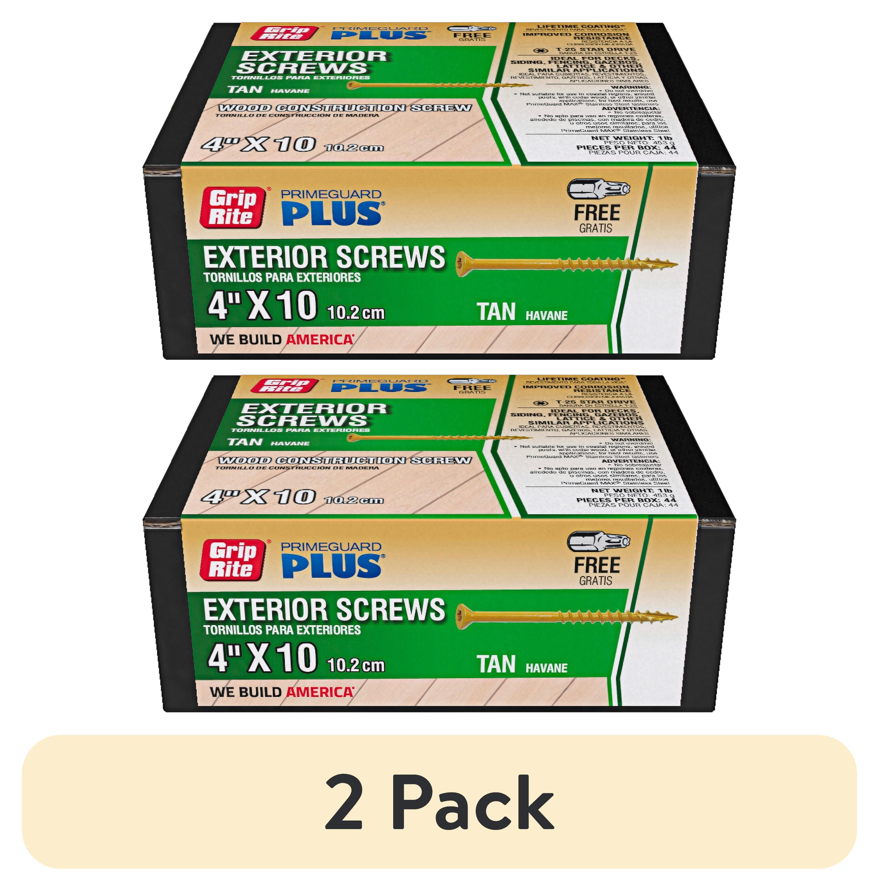 (2 pack) Grip-Rite PrimeGuard Plus #10 x 4 in. Tan Wood to Wood Deck Screw 1lb.