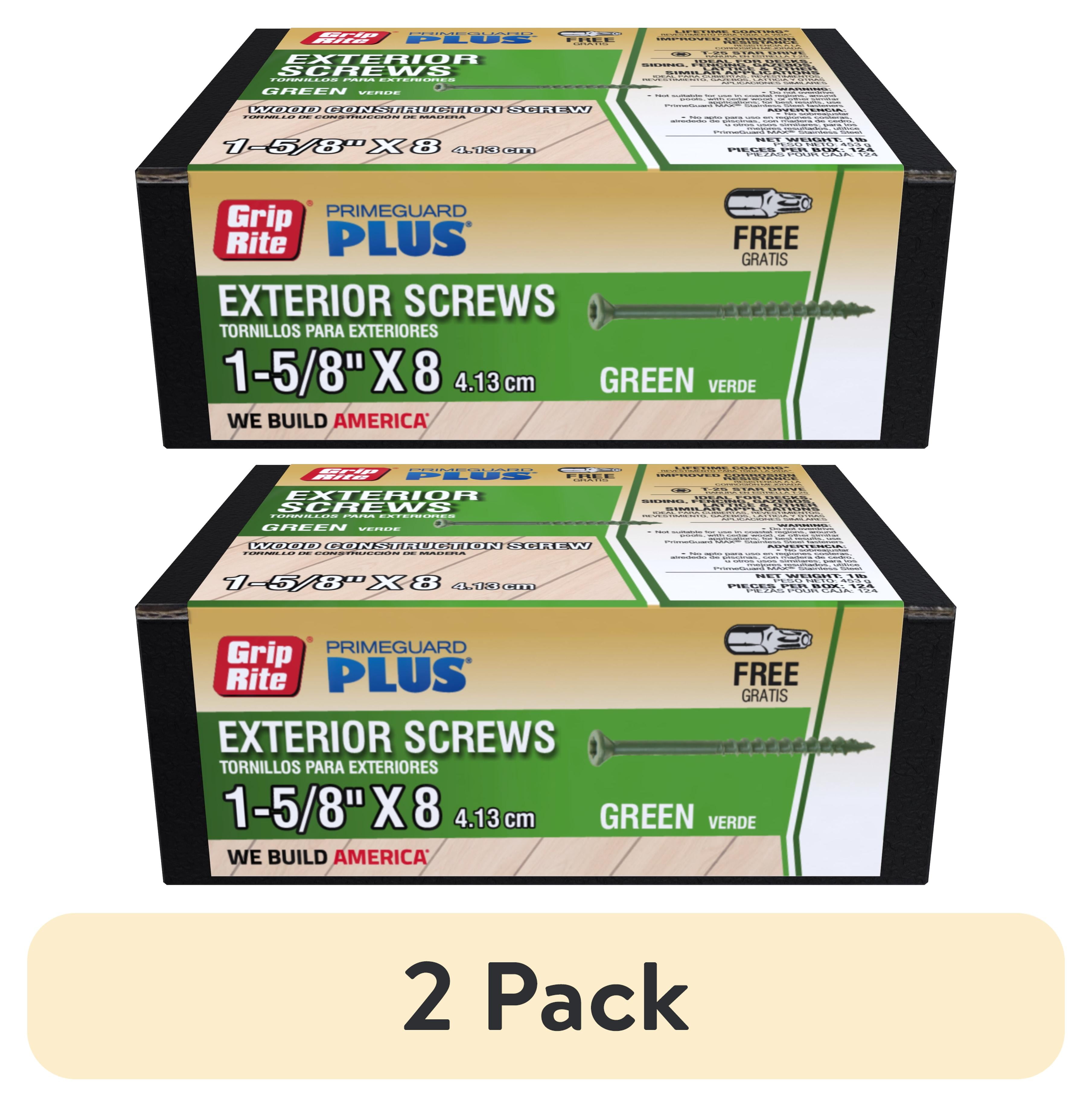 (2 pack) Grip-Rite PrimeGuard Plus #8 x 1-5/8 in. Green Wood to Wood ...