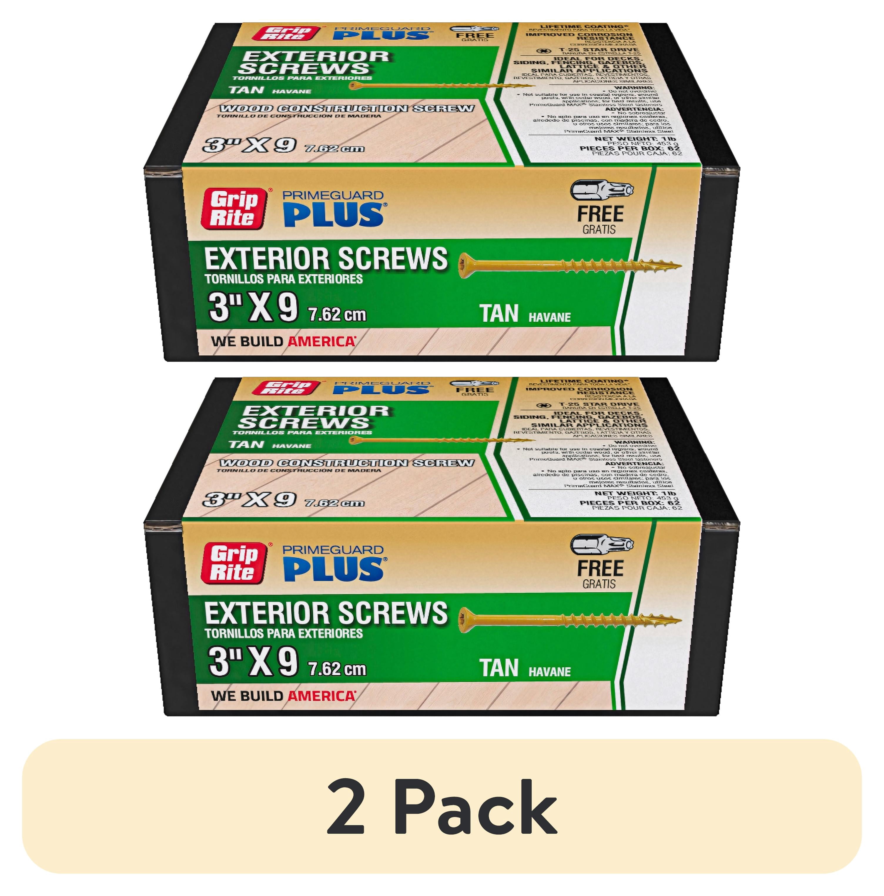 (2 pack) Grip-Rite PrimeGuard Plus #9 x 3 in. Tan Wood to Wood Deck Screw 1lb.