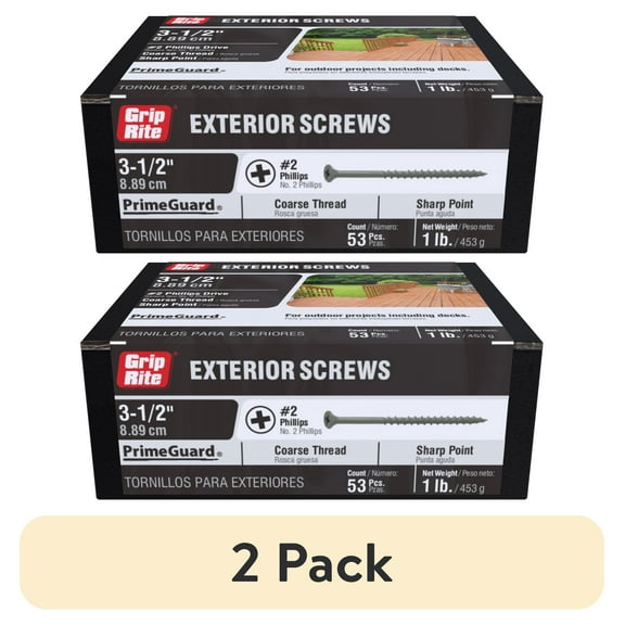(2 pack) Grip-Rite PrimeGuard Ten #10 x 3-1/2 in. Wood to Wood Deck Screw 1 lb.