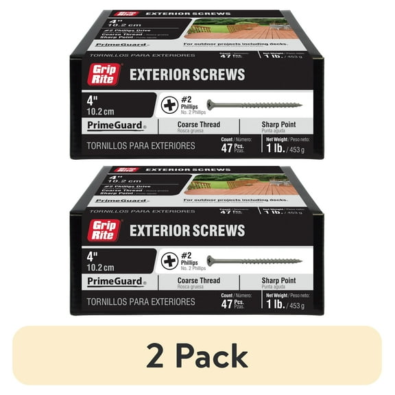 (2 pack) Grip-Rite PrimeGuard Ten #10 x 4-in Wood to Wood Deck Screws 1 lb.