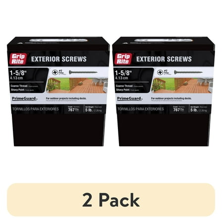 (2 pack) Grip-Rite PrimeGuard Ten #8 x 1-5/8 in. Wood to Wood Deck Screw 5 lb.