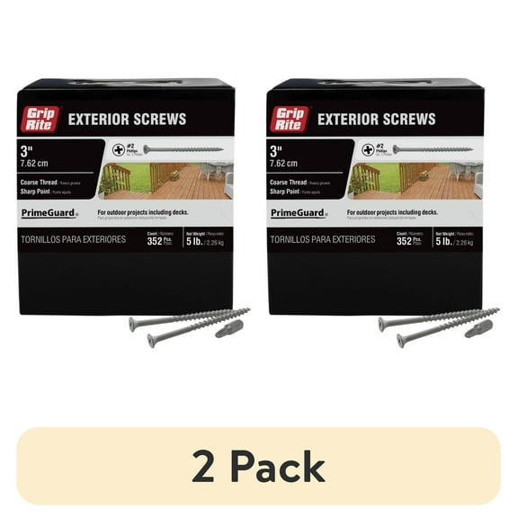 (2 pack) Grip-Rite PrimeGuard Ten #8 x 3 in. Wood to Wood Deck Screw 5 lb.