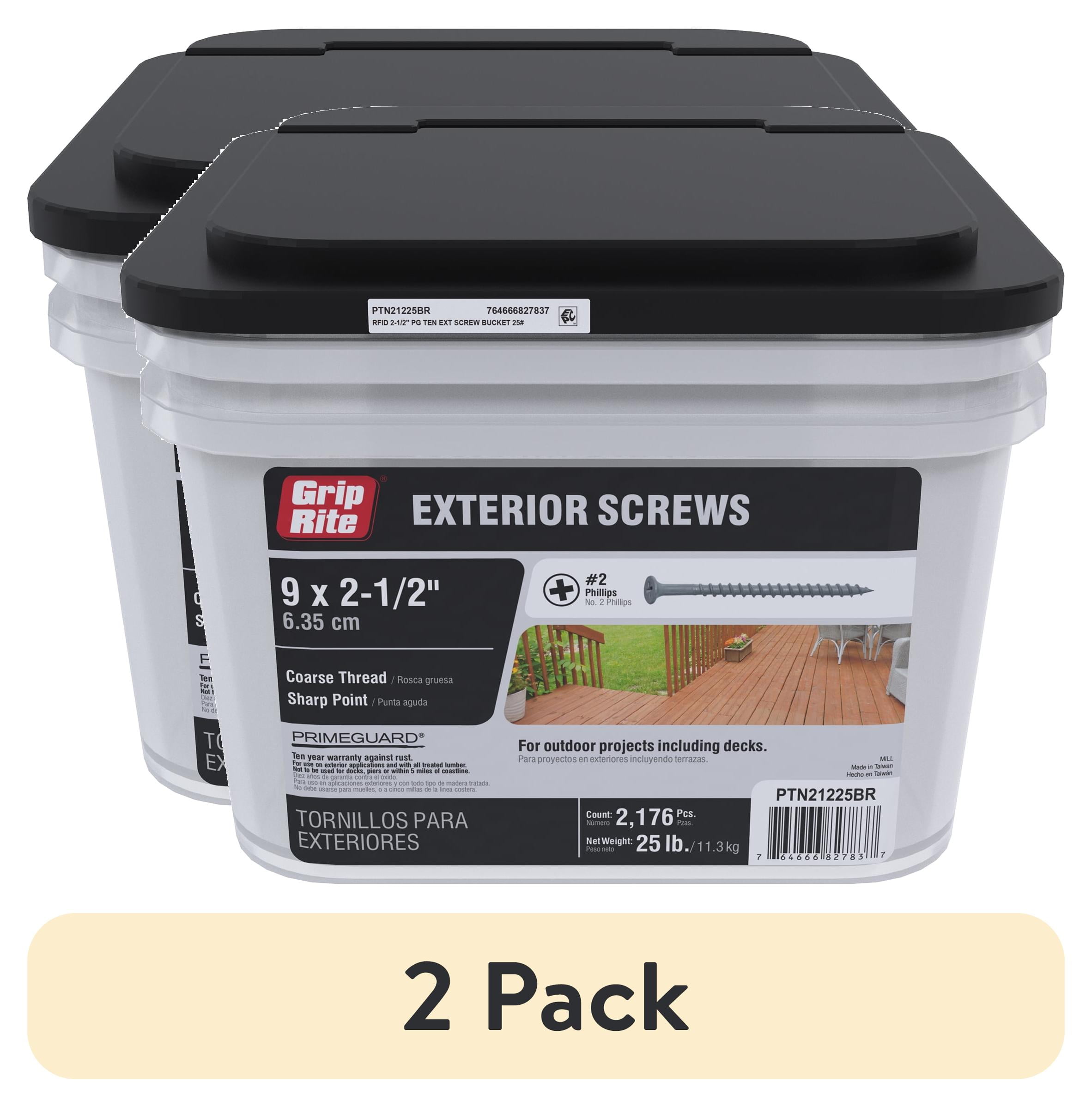 (2 pack) Grip-Rite PrimeGuard Ten #9 x 2-1/2 in. Wood to Wood Deck Screw 25 lb.