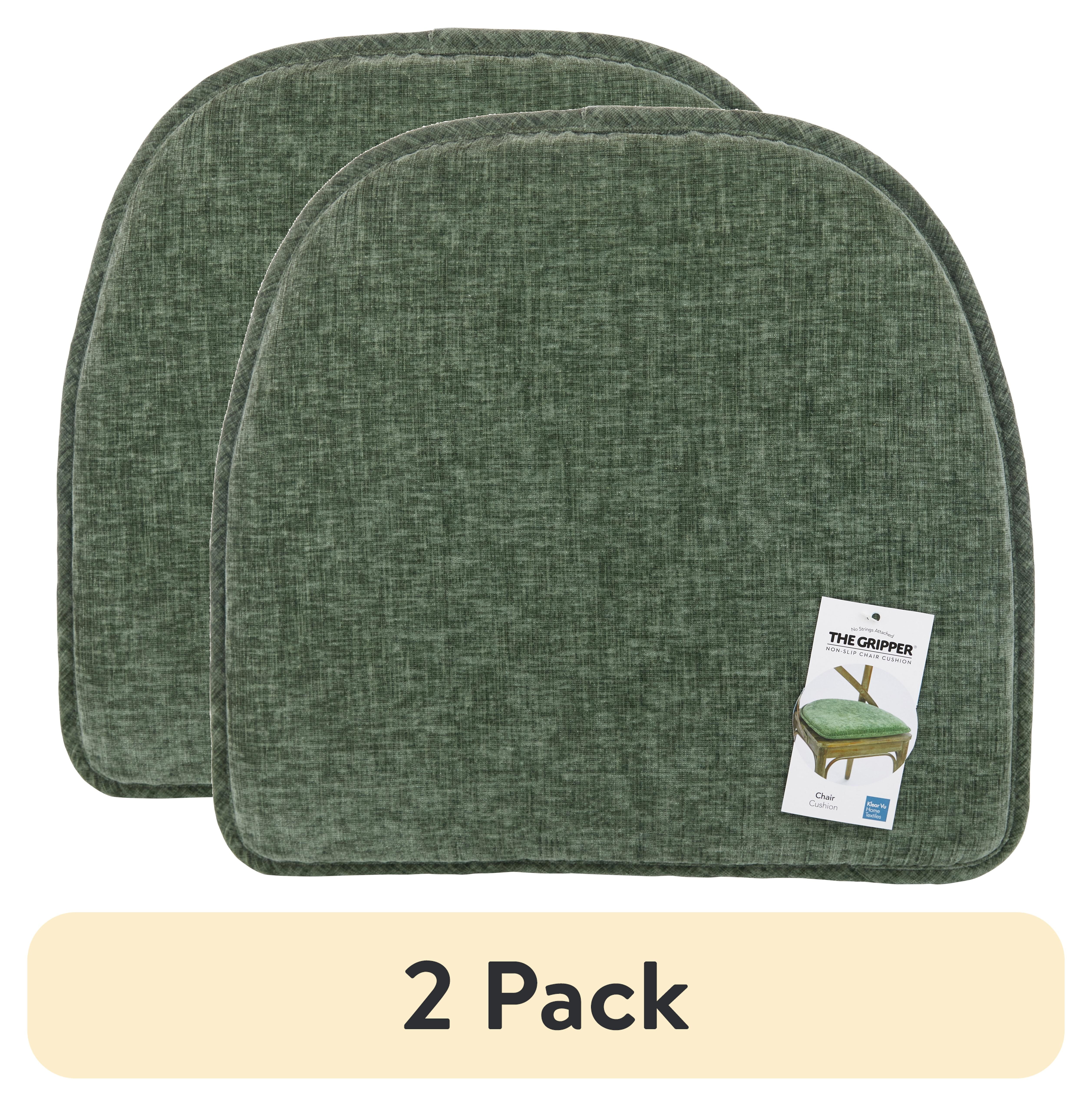 (2 pack) Gripper Non Slip 15" x 16" Bowler Green Chair Cushion