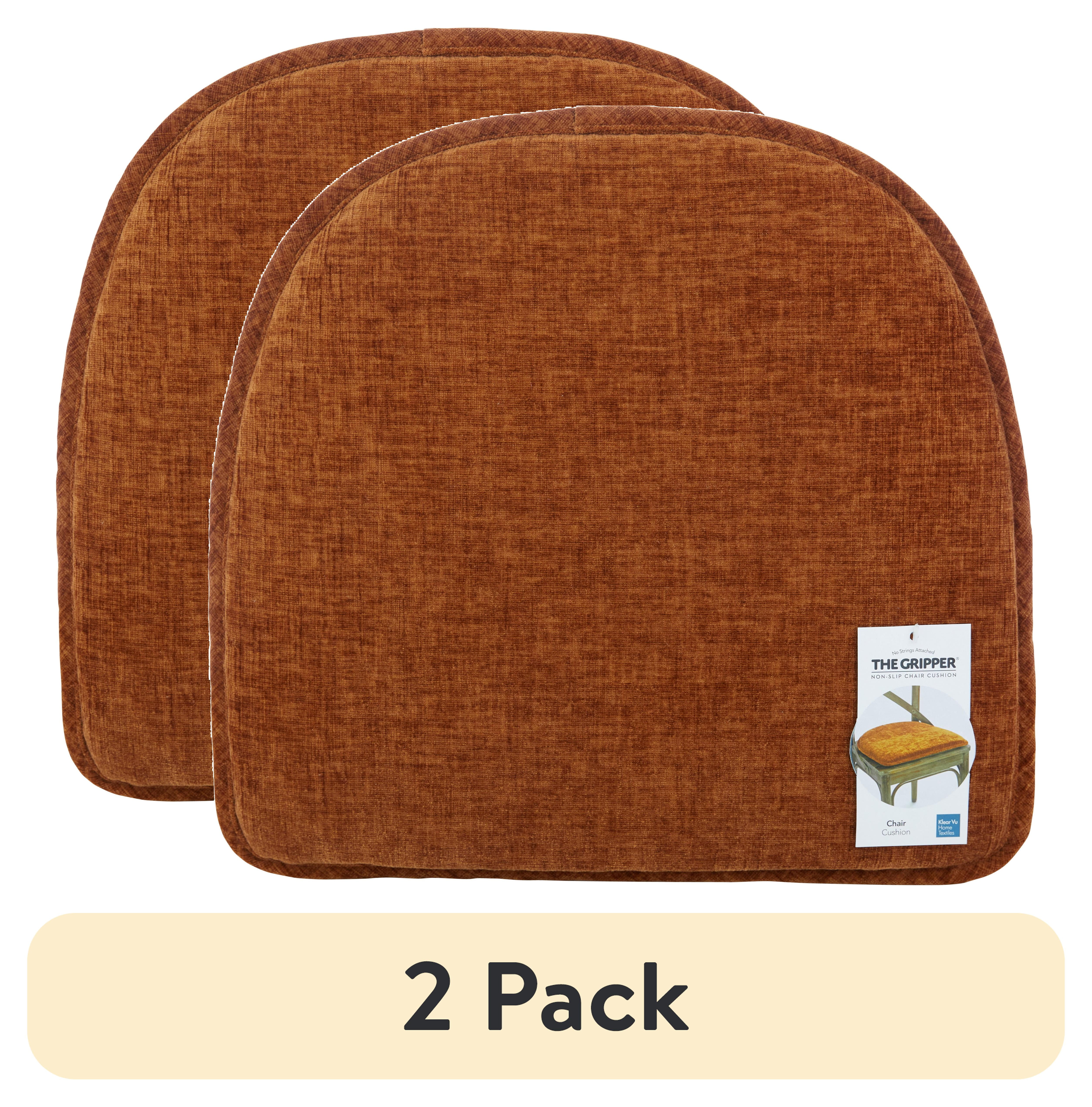 (2 pack) Gripper Non Slip 15" x 16" Bowler Rust Chair Cushion