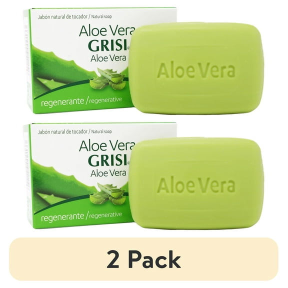 (2 pack) Grisi Aloe Vera Soap Cleansing, Soothing and Refreshing for All Skin Types, 3.5 oz Bar Soap