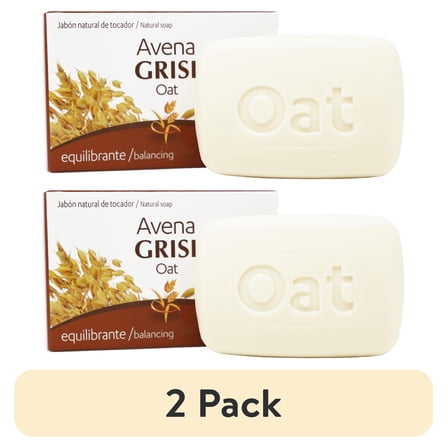 (2 pack) Grisi Oat Soap, Cleansing Balancing Soap with Natural Oat, All Skin Types, All Ages 3.5 oz Bar Soap