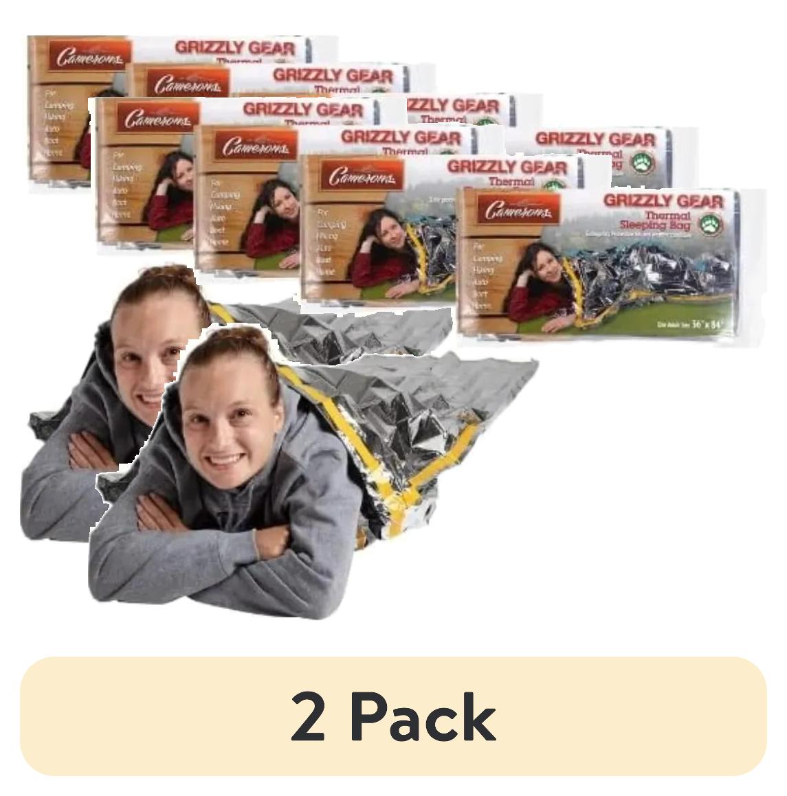 (2 pack) Grizzly Gear Emergency Thermal Sleeping Bags (4 Pack) Weatherproof Mylar Disaster Survival Bivouac | 7 ft x 3 ft | Compact Lightweight Shelter Signal Reflective Utility - Summer Camping
