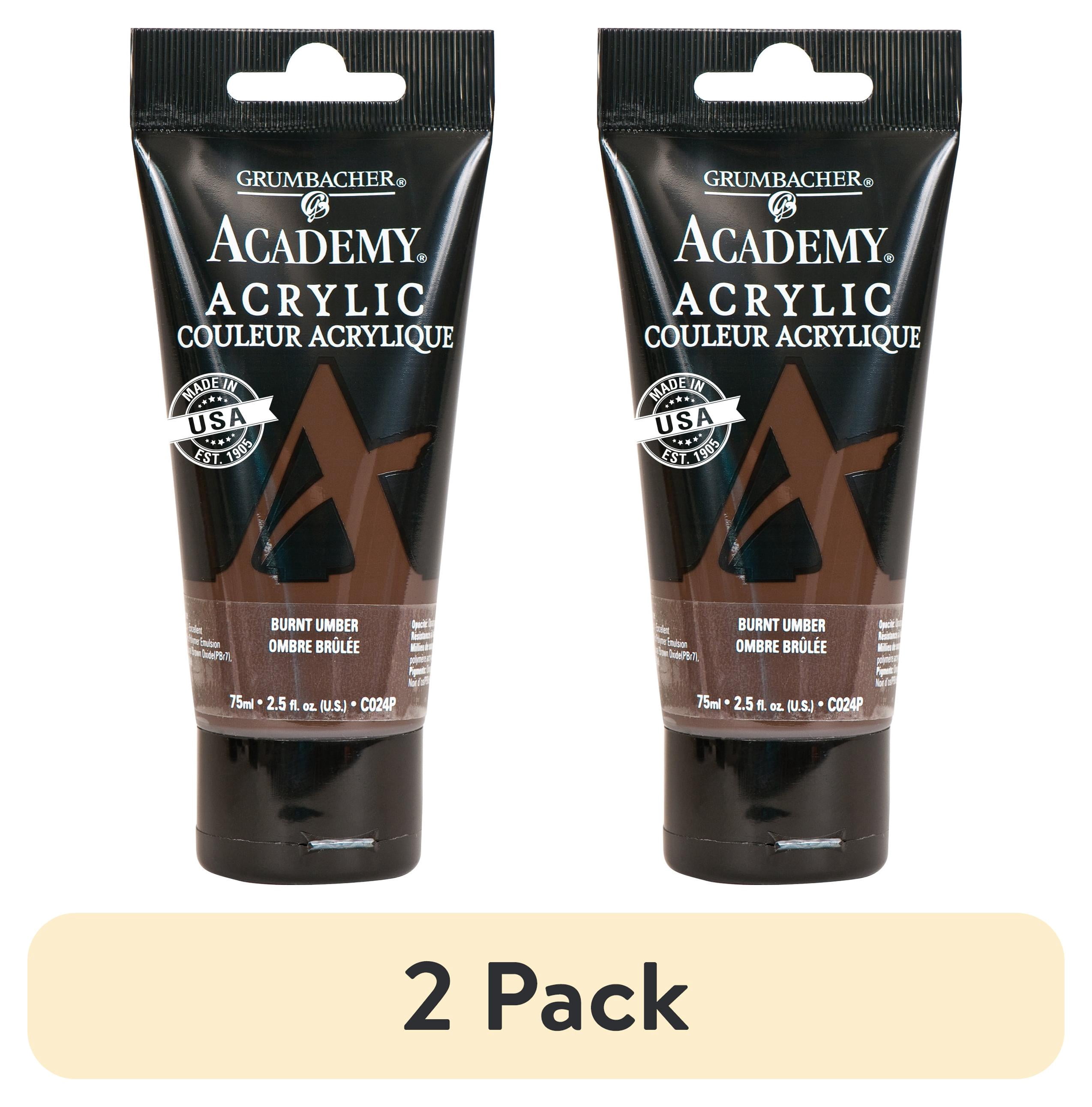 (2 pack) Grumbacher Academy Acrylic Paint, 75ml Tube, Burnt Umber