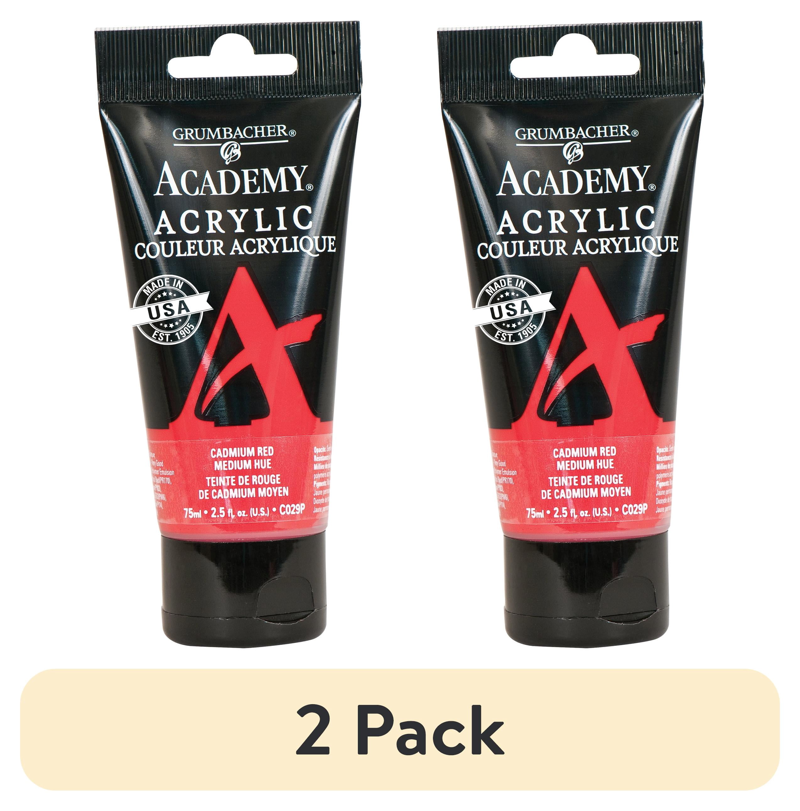 (2 pack) Grumbacher Academy Acrylic Paint, 75ml Tube, Cadmium Red Medium