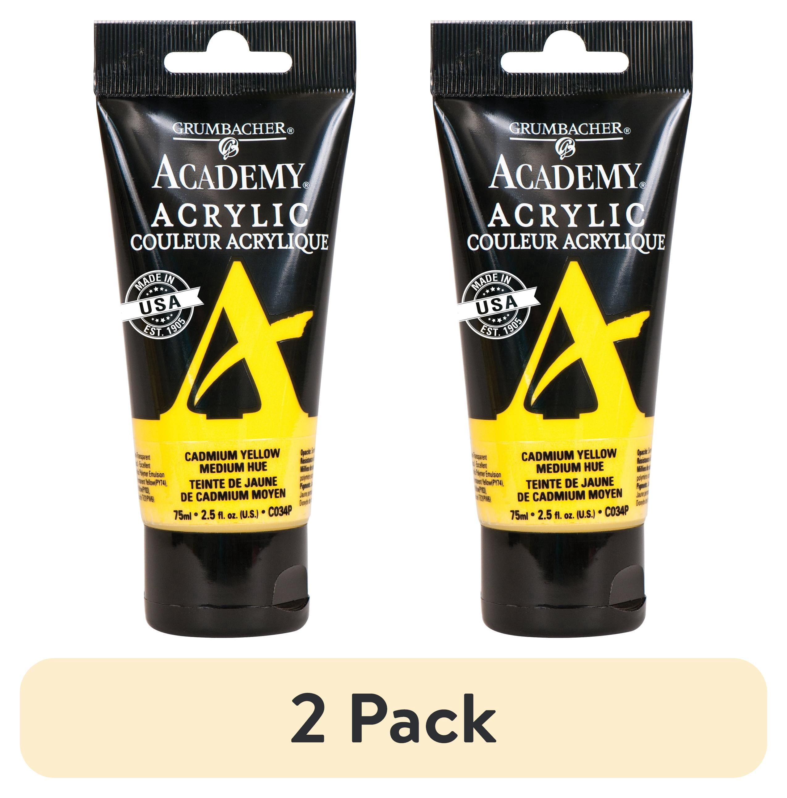 (2 pack) Grumbacher Academy Acrylic Paint 75ml Tube - Cadmium Yellow Medium