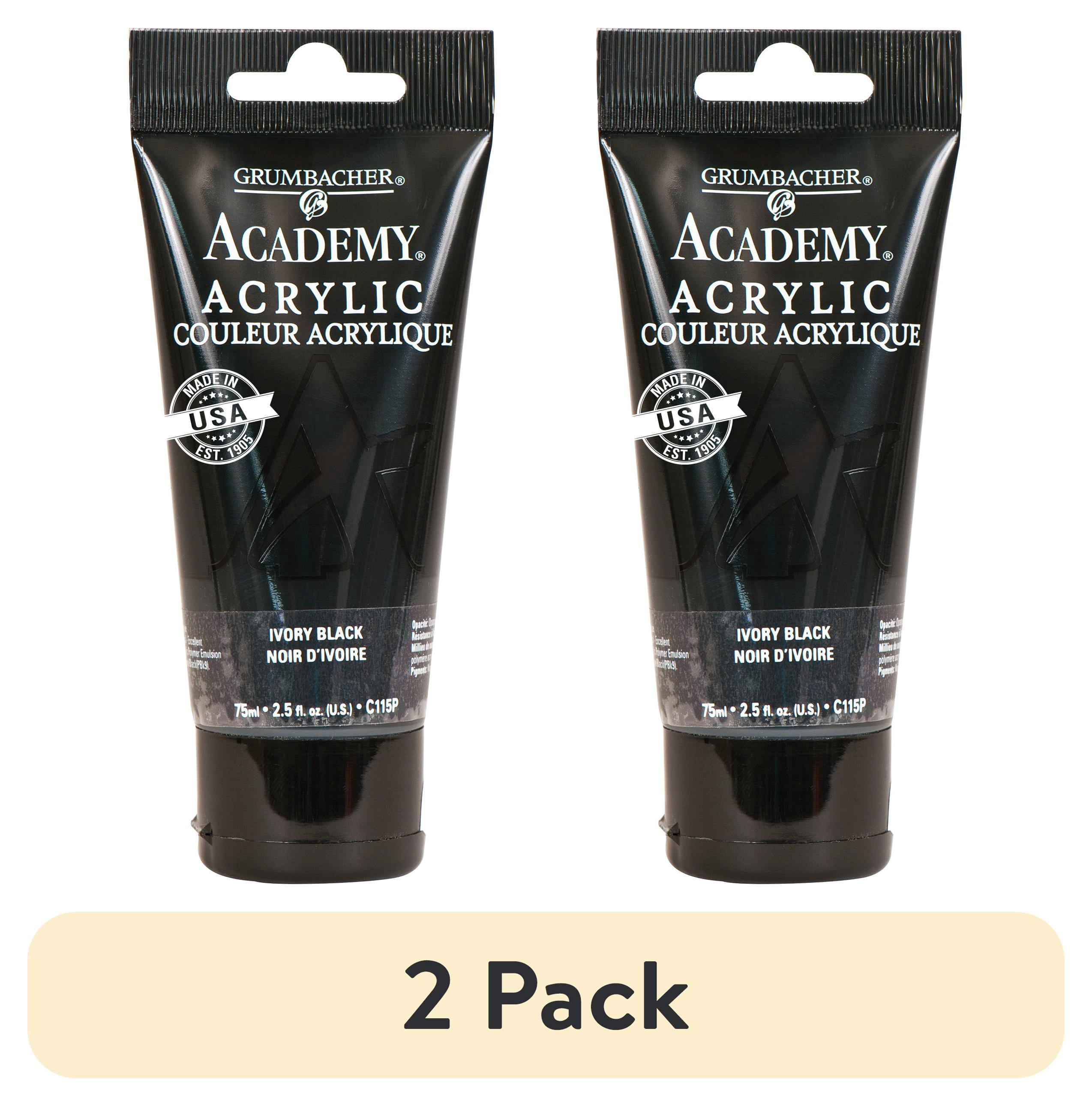 (2 pack) Grumbacher Academy Acrylic Paint, 75ml Tube, Ivory Black