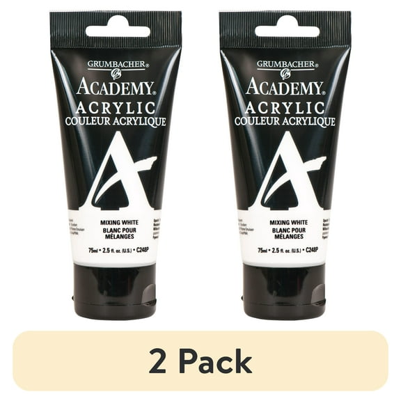 (2 pack) Grumbacher Academy Acrylic Paint Mixing White 75ml Tube