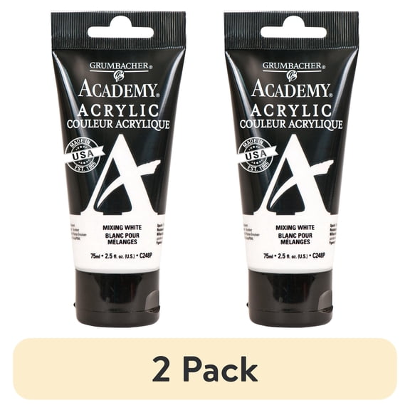 (2 pack) Grumbacher Academy Acrylic Paint 75ml Tube - Mixing White