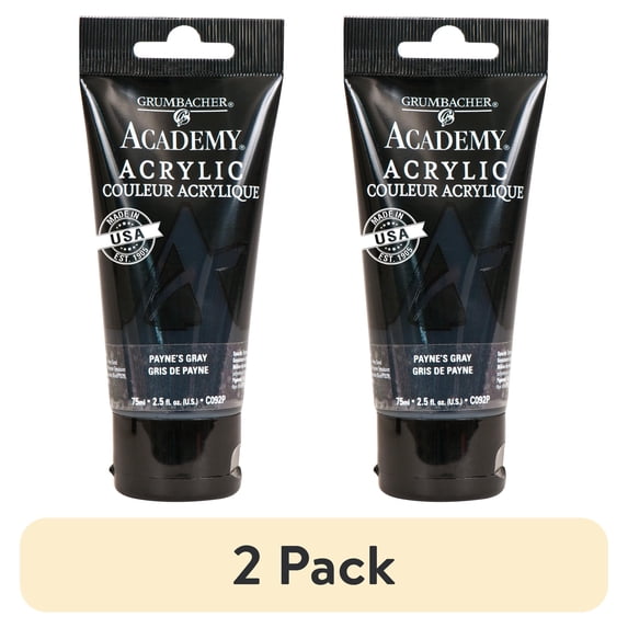 (2 pack) Grumbacher Academy Acrylic Paint 75ml Tube - Payne's Gray