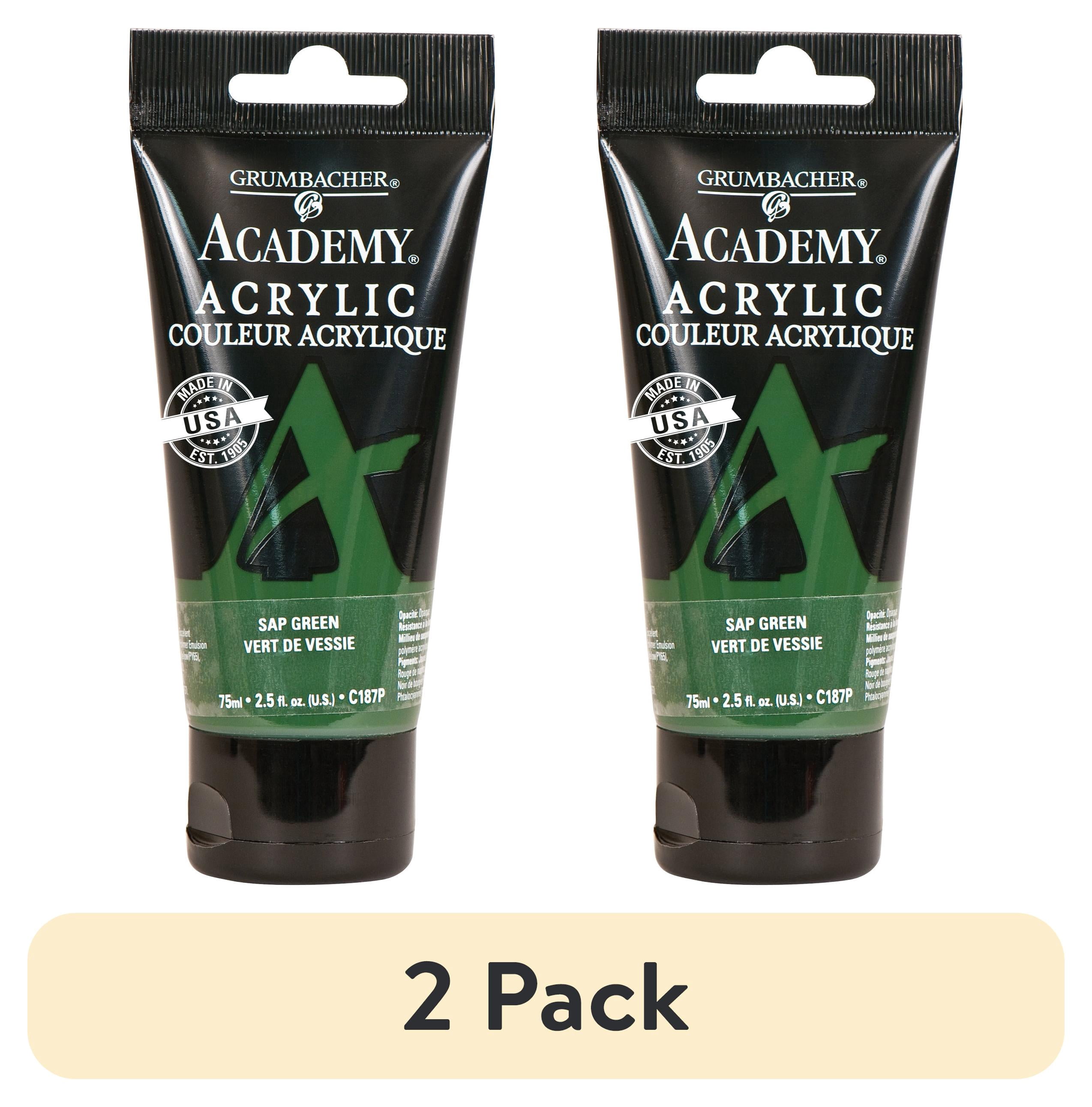 (2 pack) Grumbacher Academy Acrylic Paint, 75ml Tube, Sap Green