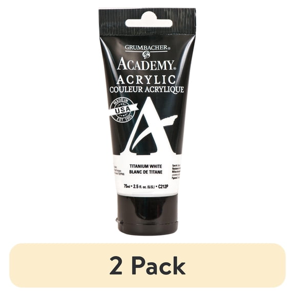 (2 pack) Grumbacher Academy Acrylic Paint 75ml Tube - Titanium White