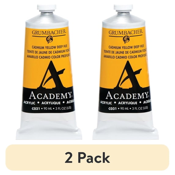(2 pack) Grumbacher Academy Acrylic 90ml Tube - Cadmium Yellow Deep