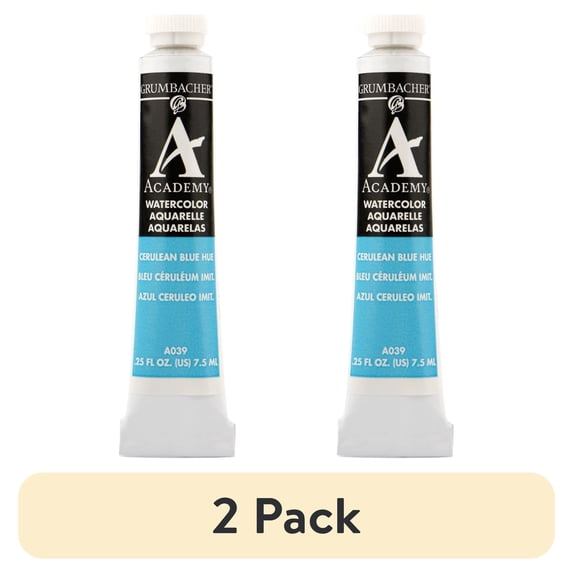 (2 pack) Grumbacher Academy Watercolor, 7.5ml Tube, Cerulean Blue