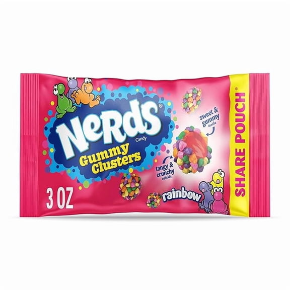 (2 pack) Gummy Clusters, Candy, Rainbow, Crunchy and Gummy, 3 oz