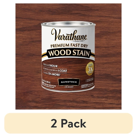 (2 pack) Gunstock, Varathane Premium Fast Dry Wood Stain-262007, Quart