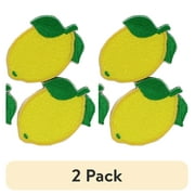 (2 pack) Gwen Studios Embroidered Lemon Lime Iron-on Patch Applique, Yellow and Green, 1.45" x 1.45", 4PC