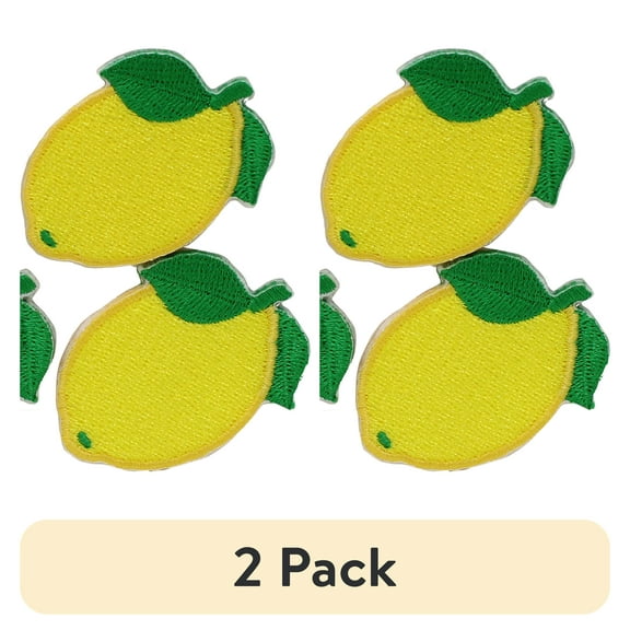 (2 pack) Gwen Studios Embroidered Lemon Lime Iron-on Patch Applique, Yellow and Green, 1.45" x 1.45", 4PC