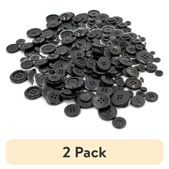 (2 pack) Gwen Studios Plastic Sewing Buttons Value Pack, 3.5 oz., Assorted Sizes, Black