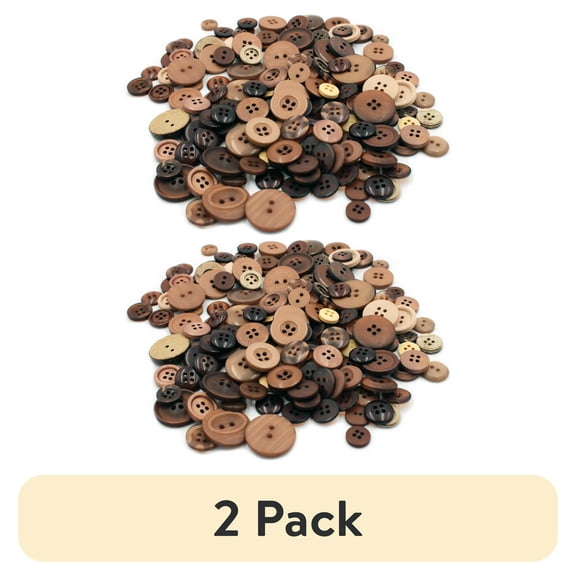 (2 pack) Gwen Studios Plastic Sewing Buttons Value Pack, 3.5 oz., Assorted Sizes, Brown