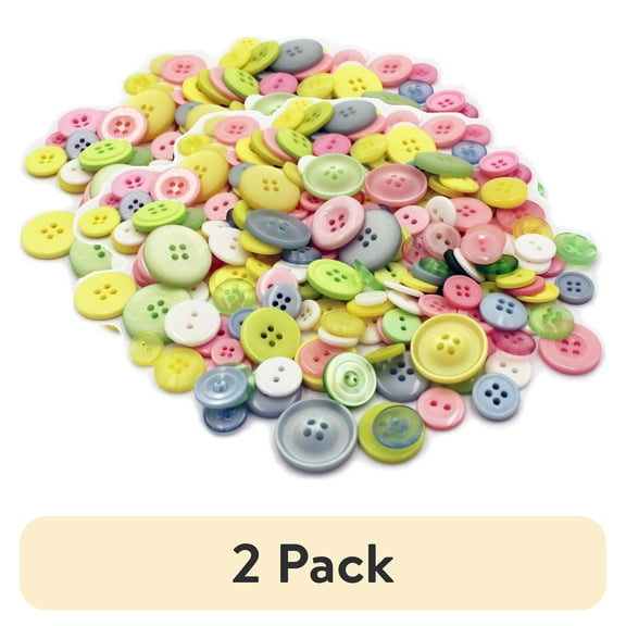 (2 pack) Gwen Studios Plastic Sewing Buttons Value Pack, 3.5 oz., Assorted Sizes, Pastel Colors