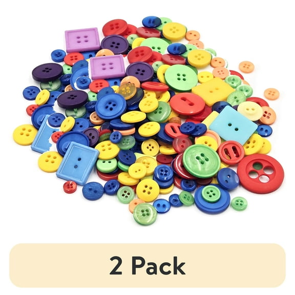 (2 pack) Gwen Studios Plastic Sewing Buttons Value Pack, 3.5 oz., Assorted Sizes and Shapes, Bright Colors