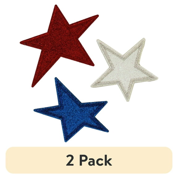 (2 pack) Gwen Studios Red White and Blue Star Iron-on Patch Appliques, 2.5", 3PC