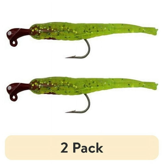 (2 pack) H&H Sparkle Beetle Jig Double Rig Sofbait, Chartreuse & Glitter, 1/4 oz